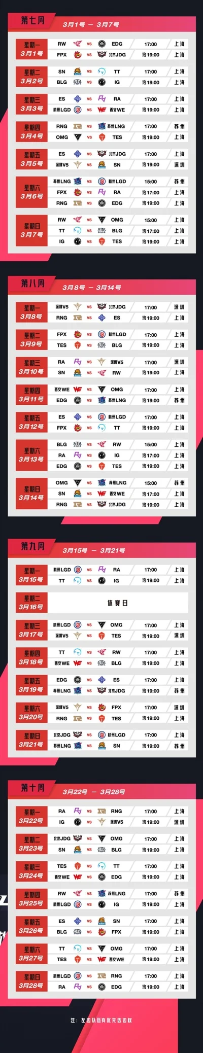 lpl春季赛赛程表-LPL观赛旅游攻略